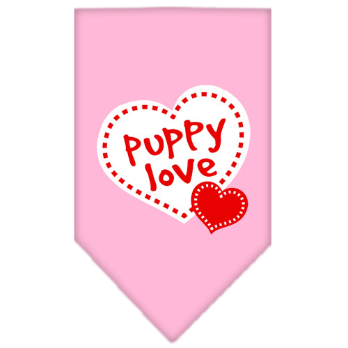 Puppy Love Screen Print Bandana Light Pink Large